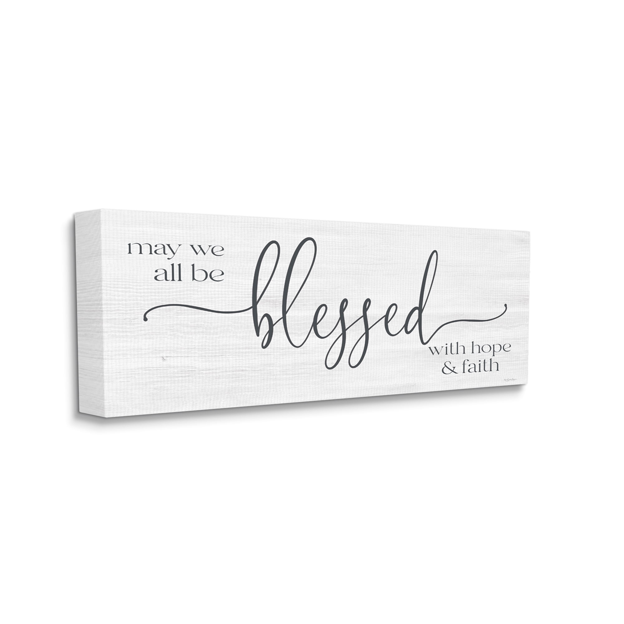 Stupell Industries Hope & Faith Blessed Calligraphy Birch Pattern Phrase Graphic Art Gallery Wrapped Canvas Print Wall Art, Design by Susie Boyer