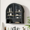 thumbnail image 6 of EYYTHUNG Arched Wall Cabinet, Floating Bathroom Medicine Cabinets, Modern Storage Cabinet with Acrylic Door and Open Shelf, Wall Mounted Storage Organizer for Bathroom, Laundry Room, Black-Oak, 6 of 7