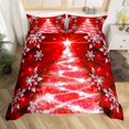 thumbnail image 2 of Erosebridal Red Xmas Tree Comforter Cover Twin, Merry Christmas Duvet Cover Twin, Snowflake Bedding Twin Size, Breathable Room Decor, 2 Pieces（No Comforter）, 2 of 7