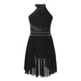 thumbnail image 3 of Lejafay Kids Girls Sleeveless Mock Neck Ice Skating Ballet Latin Dress Shiny Sequins Rhinestones Black 14, 3 of 7