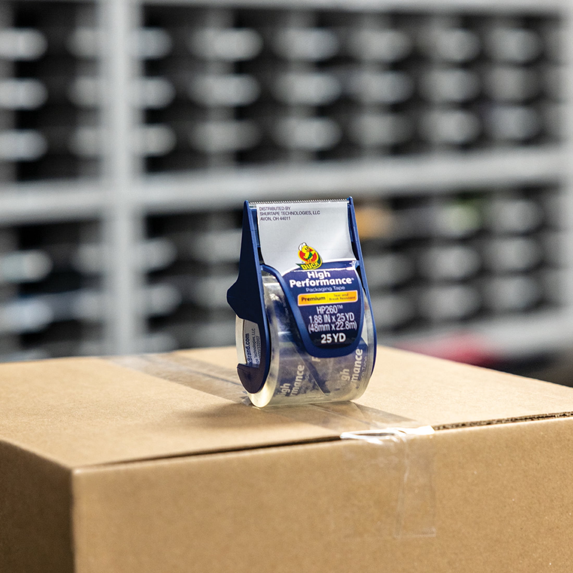 Duck High Performance Packing Tape with Dispenser - Clear, 1.88 in. x 25 yd.