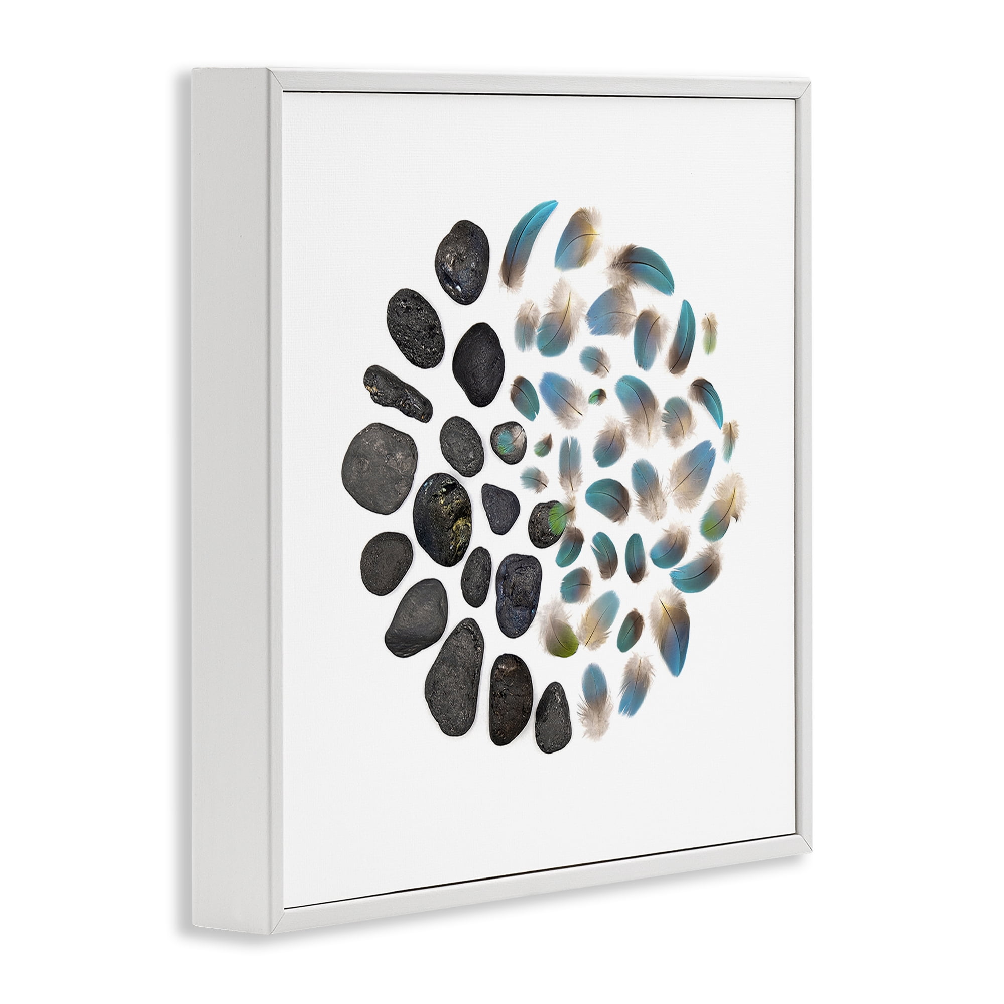 Stupell Industries Feathers & Rocks Collection White Framed Giclee Art, design by Beth Adoette