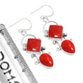 thumbnail image 3 of Red Stone Earring 925 Sterling Silver Handmade Jewelry, 3 of 4