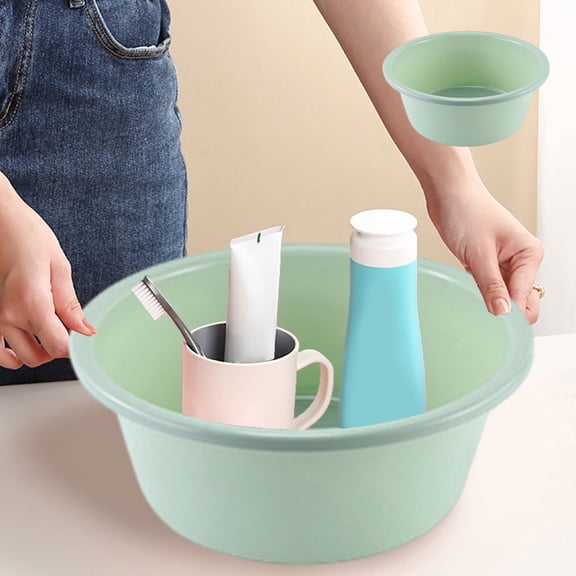 Round Plastic Wash Basin, 10x4 Inch Portable Small Plastic Washtub, Stackable Dish Tub for Home Kitchen Camping Outdoor Indoor