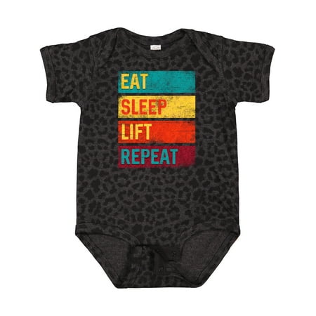 

Inktastic Weightlifting Fitness Eat Sleep Lift Repeat Gift Baby Boy or Baby Girl Bodysuit