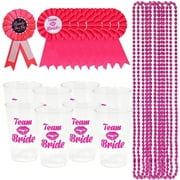Joyin 33 Piece "Team Bride" Bachelorette Party Accessory Pack - Includes 8 Pink Bead Necklaces, 8 Team Bride Plastic Cups, 8 Team Bride Badges, and 1 Bride-To-Be Badge