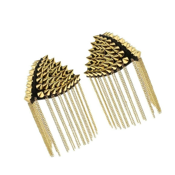 1 Pair of Rivet Tassel Chain Epaulet shoulder boards epaulets shoulder Fashion Shoulder Boards Badge Gold