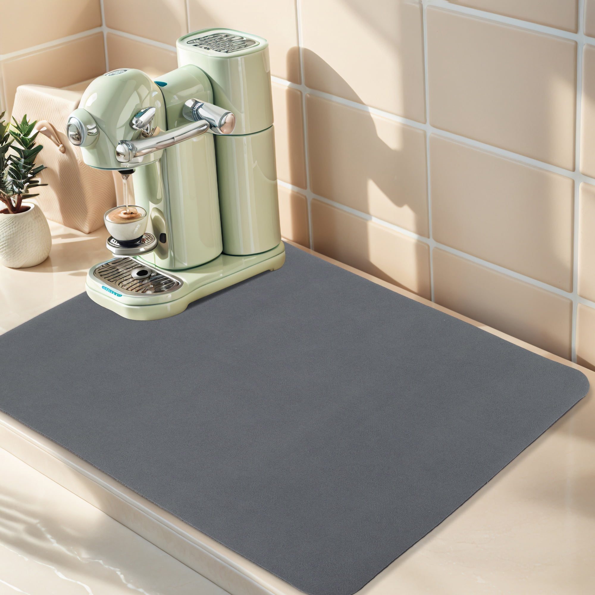 Unique Bargains Diatomaceous Stone Dish Countertop Drying Mat Navy Blue 19.7*15.7 inch