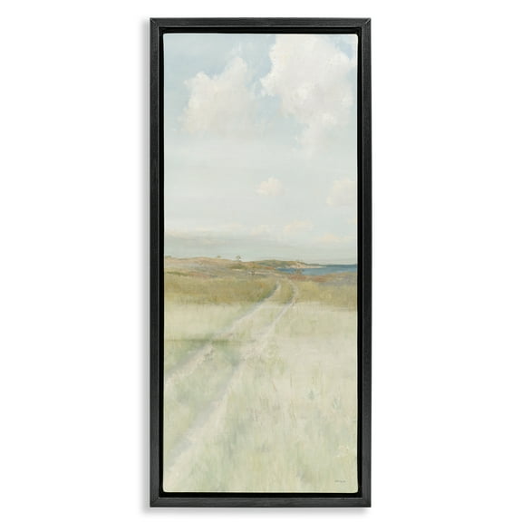 Stupell Industries Path To Beach Landscape Painting Black Floater Framed Canvas Art Print Wall Art, 11 x 25