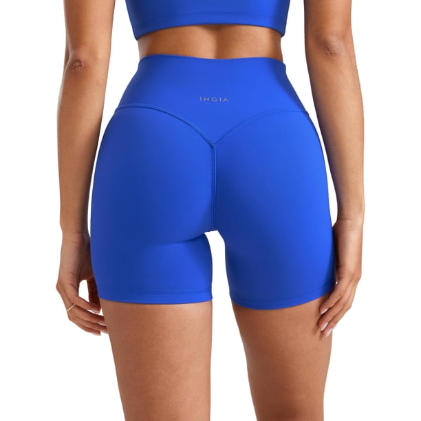 Shorts INGIA de Cintura Alta Sin Costura Frontal con Fruncido 13 cm