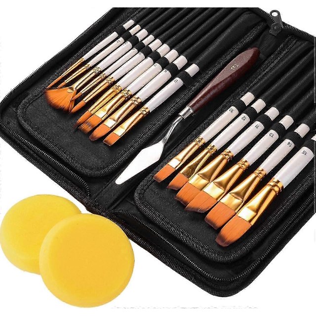 Brush set 18 pieces, paint artist brush for watercolor painting oil painting flat brush brush with