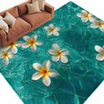 thumbnail image 2 of Summer Sea Washable Living Room Rugs 5'x8', Watercolor White Eggflower Floral Ripples Seawater Low Pile Throw Large Area Rug Non-Slip Sturdy Edge Binding Carpet for Living Room Kitchen Office, 2 of 9