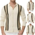 thumbnail image 2 of YLSDY Men's Slim Fit Striped Long Sleeve Knitted Cardigan Sweater with Buttons V Neck Lightweight Jumper Tops Beige L, 2 of 8