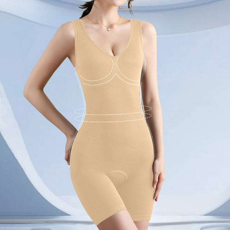 YWDJ Body Suit Shapewear for Women Tummy Control Abdomen Closing Open Shift  Underwear One-Piece Body Shaping Beige XL 