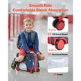 thumbnail image 4 of KFFKFF Ride-on Luggage, 26 L Capacity, 18-Inch Toddler Carry-On with Wheels, Adjustable Strap, Lightweight Kids Suitcase for Ages 3+, Blue & White, 4 of 9