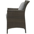 thumbnail image 4 of Contemporary Modern Urban Designer Outdoor Patio Balcony Garden Furniture Dining Chair and Table Set, Rattan Wicker, Brown Gray Grey, 4 of 7