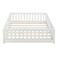 thumbnail image 3 of [Luckynote]Full Size Floor Bed with Door, Solid Wood Platform Bed Frame with Fence, Pine Wood, White, 3 of 5