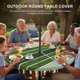 thumbnail image 3 of Round Outdoor Tablecloth with Umbrella Hole and Zipper, Forest Green Ombre Stripe Tablecloth with Elastic Waterproof, Farmhouse Striped Gradient Patio Table Covers for 36" - 44" Picnic Pool Tables, 3 of 9