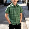 thumbnail image 2 of XuJwPNcy Little Boys Button Down Shirts Short Sleeve Comfy Plaid Tops Infant Collar T-Shirts Kids Summer Outfits with Pocket, 2 of 6