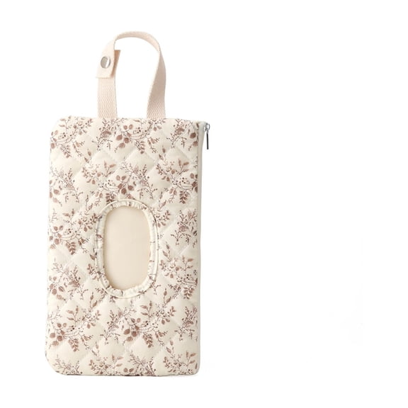 BotaniNest Portable For Stroller Refillable Floral Baby Wipe Holder Quilted Wipe Pouch With Lanyard For Casual Travel