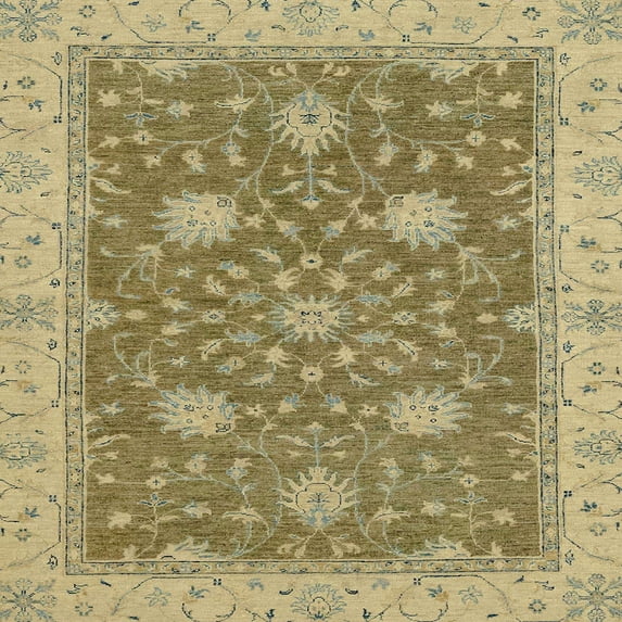 Ahgly Company Indoor Square Abstract Metallic Gold Oriental Area Rugs, 4' Square