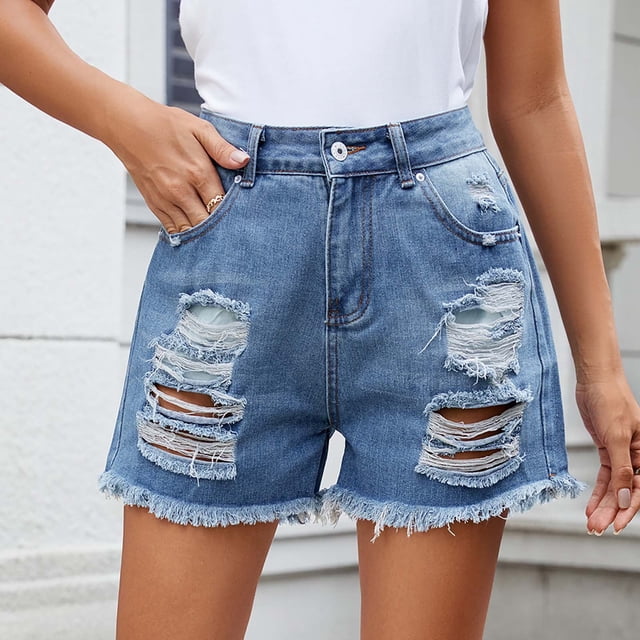 Puntoco Pantalones cortos de salón para mujer, primavera y verano, nuevos pantalones vaqueros cortos de moda lisos con botones y agujeros para mujer