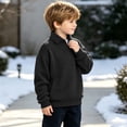 thumbnail image 5 of Tdoqot Boys Waffle Knit Sweatshirt with Collar- Casual Fashion Long Sleeve Fall Winter Kids Pullover Tops Black Size 8, 5 of 8