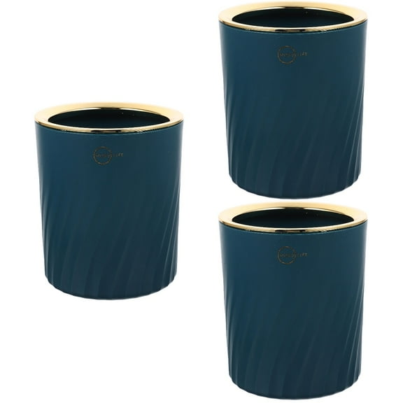 MOKKHNB Dark Green Trash Bin Set of 3, Pressing Design, Compact 6.1x5.1x5.1in Kitchen Waste Bins