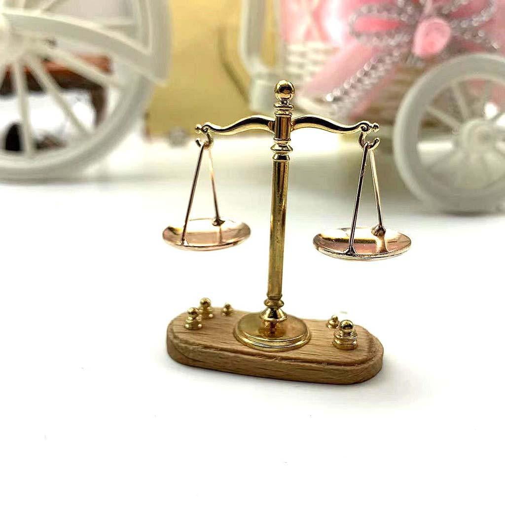 Dolls House Gold Old Fashioned Weighing Balance Scales & Weights Shop  Accessory 