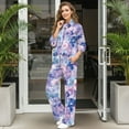 thumbnail image 3 of Uorisanigo Purple Flowers 2 Piece Sets for Women Mock Neck Sweatshirt Wide Leg Sweatpants Matching Sets Plus Size Loungewear Oversized Tracksuit Travel Outfits Fashion Activewear, XS-XL, 3 of 8