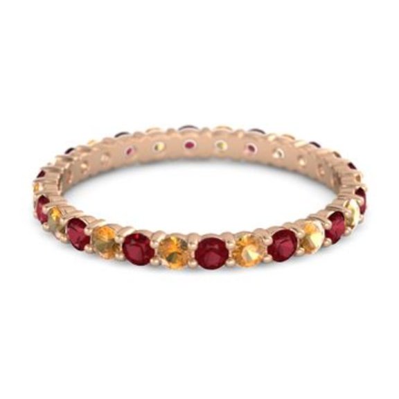 Round Eternity Band Ruby Citrine 925 Sterling Silver Rose Plated Ring Jewelry