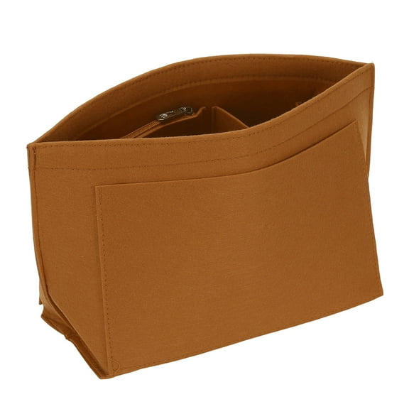 Uxcell Purse Organizer Insert, Felt Organizer Bags with Zipper, Camel