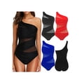 thumbnail image 4 of Plus Size Women One Piece Mesh See Through One Shoulder Swimsuit Swimwear Padded Bikini Bathing Beach Wear, 4 of 5