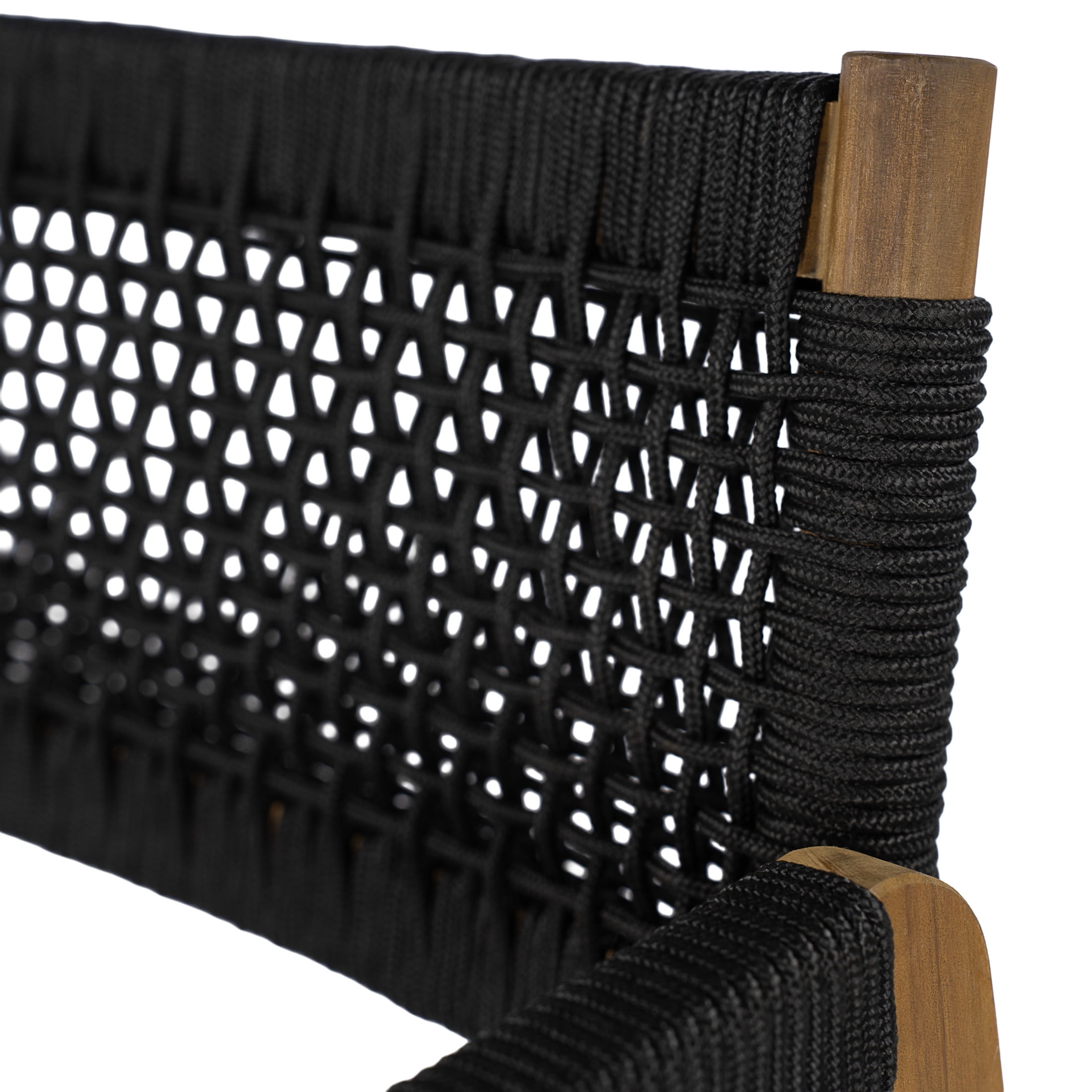Christopher Knight Home Outdoor Counter Height Bar Stools with Rope Back and Cushions, Black, Set of 2