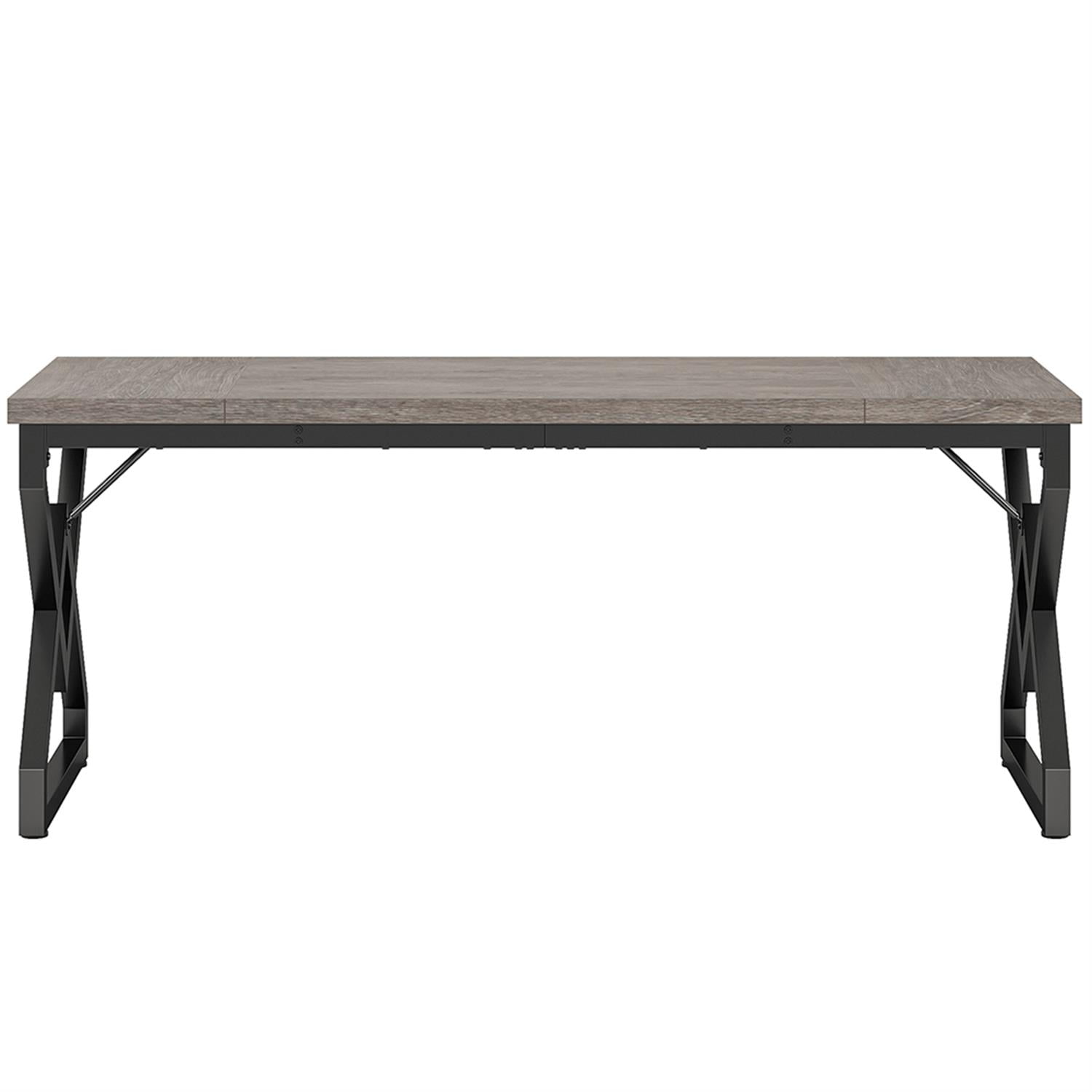 Demi Bonn 63" Modern Large Computer Desk, Executive Desk, Simple Study Work Desk for Home Office, Study, Living Room, Gray