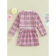 thumbnail image 5 of Girls Skirt Outfits Solid Color Ribbed Tops Plaid Button Coat and Mini Skirt Set 3 Piece Autumn Clothes for Party, 5 of 10