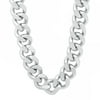 Men's 14.6mm Large Rhodium Plated Flat Cuban Link Curb Chain Necklace, 36 inches