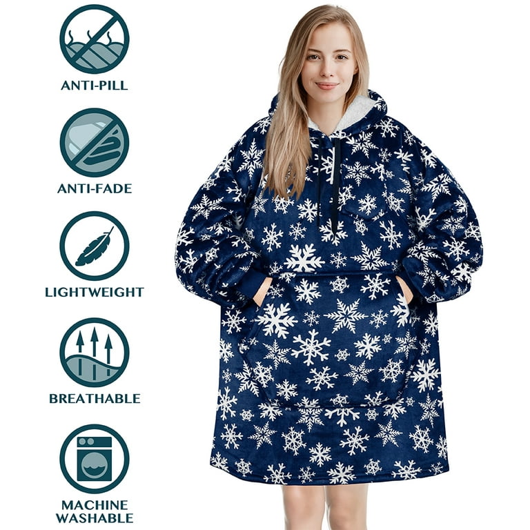 PAVILIA Blanket Hoodie for Women Grey, Sherpa Wearable Blanket Men, Cozy Oversized  Sweatshirt Blanket, Warm Fleece Hooded Blanket Sweater with Sleeves and  Giant Pocket, Glow in The dark - Star Gray 