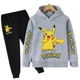 thumbnail image 3 of Conjunto de sudadera y pantalón con estampado de Pikachu para niños y niñas, conjunto informal con capucha y estampado de Pokémon, camisetas Kawaii para niños, jersey deportivo para niños, 3 of 5