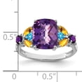 thumbnail image 2 of Primal Silver Sterling Silver Rhodium-plated Amethyst, Blue Topaz and Citrine Ring, 2 of 4