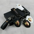 thumbnail image 3 of Leather Car Keychain Keyring Pendant Auto Emblem Accessories For 911 718 Taycan Panamera Cayenne Macan Boxster Cayman Wine Red, 3 of 6