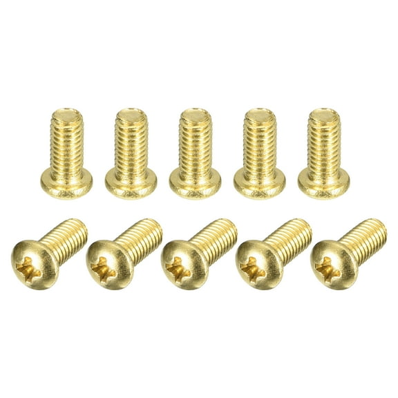 Brass Machine Screws, M5x10mm Phillips Pan Head Fastener Bolts for Furniture, Office Equipment, Electronics 20Pack