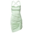 thumbnail image 3 of KOMOO Women Silk Slip Dress Solid Color Backless Sleeveless Lace-up Ruffle Dress Party Dress, 3 of 9