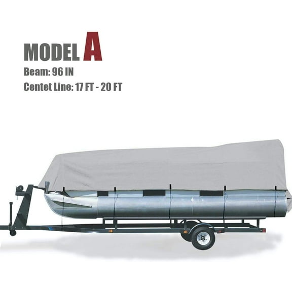 Goodsmann boat cover,Grey 300d Pontoon,rubber boats,Silvery gray ,water resistant,weather protection,trailerable,9921-0142-21 (Model A Fits 17-20 with Beam width to 96)