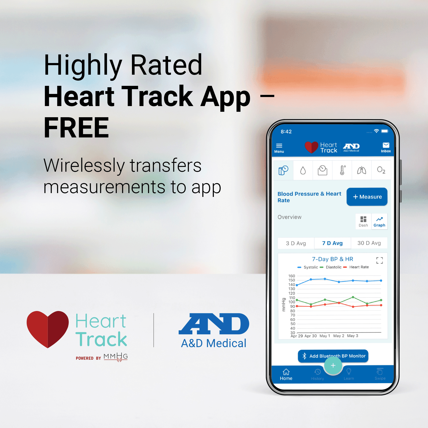 A&D Medical UltraConnect UA-1200BLE All-in-One Upper Arm Blood Pressure Monitor with Bluetooth