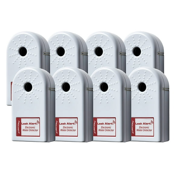 Zircon Leak Alert Water Leak Detector & Flood Sensor Alarm/Water Leak Sensor with Dual Leak Alarms 90dB Audio/Battery Powered (Contractor 8 Pack) Batteries Not Incuded,72309