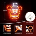 thumbnail image 5 of Five Nights at Freddy's/fnaf freddy neon signs for wall decor，LED Neon Lights for Bedroom，birthday、Christmas Gifts for kids 5V Power Adapter 12 * 13Inch(wite+orange), 5 of 5