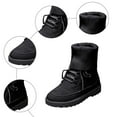 thumbnail image 5 of Rokment Womens Platform Combat Boots Fall Winter Trendy Casual Knit Patchwork Foldover Flat Low Heel Mid Calf Short Booties Black Size 6, 5 of 7