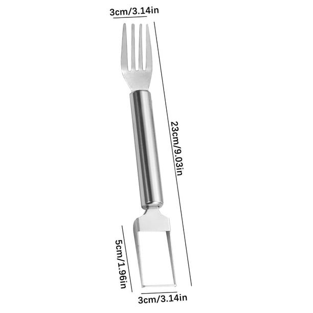 Pisexur Batería de cocina Cortador de sandía, tenedor rebanador de sandía 2 en 1, artefacto para cortar sandía de verano, tenedor rebanador de fruta de acero inoxidab para la cocina del hogar