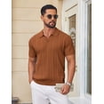 thumbnail image 2 of COOFANDY Men' Knit Shirts Knitted Polo Shirts for Men Short Sleeve Textured Daily Casual Wear Polos, 2 of 6